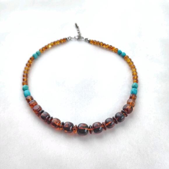Jay King Mine Finds Amber Sterling Silver 925 Turquoise Necklace New 18" - Picture 3 of 8
